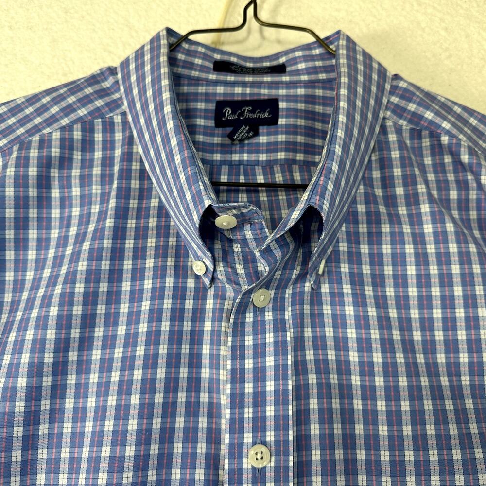 Paul Fredrick Big and Tall Button Down Blue shirt SZ 20-35
